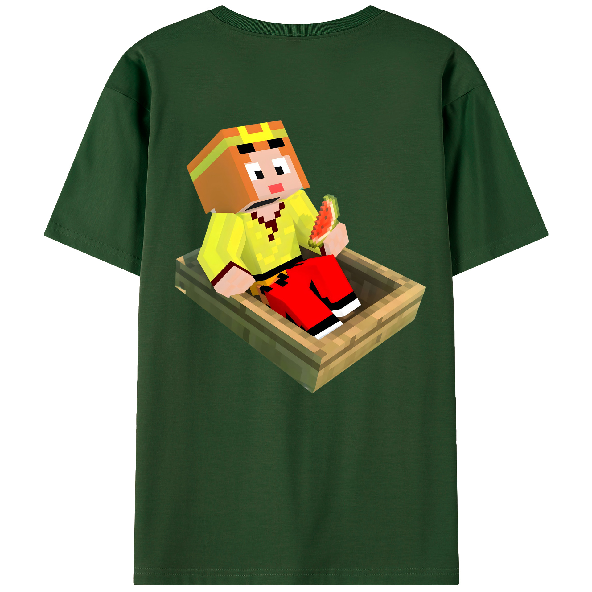 （画像用） マインクラフト ブロックの世界 Minecraft MC Block world 綿100％半袖Tシャツ（背面プリント）